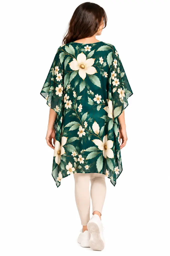 Floral Teal Kaftan Back View.webp