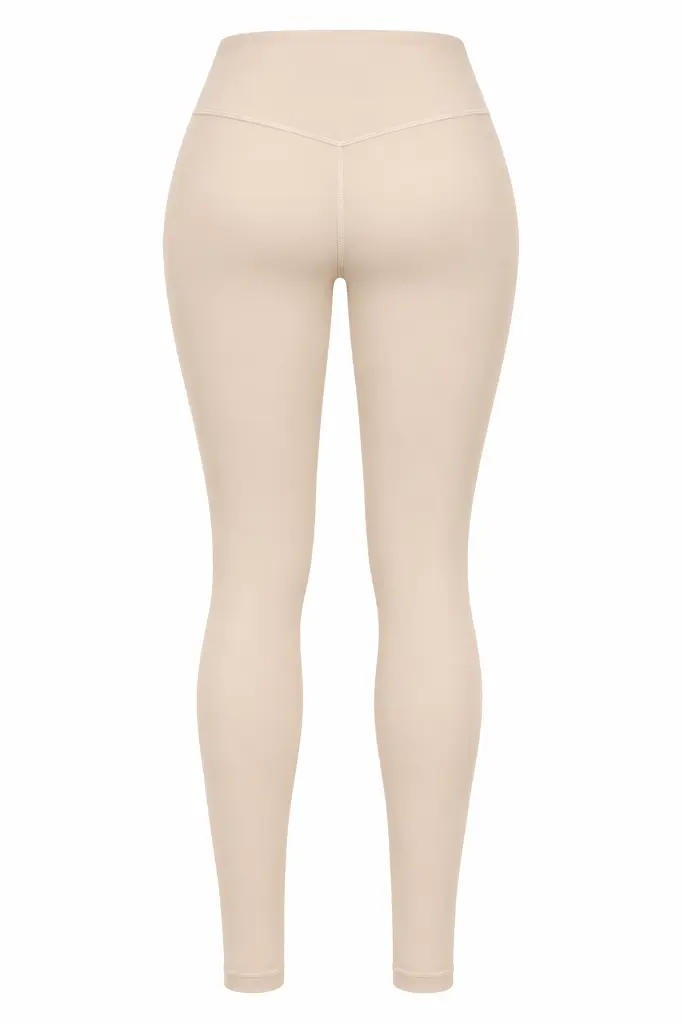 Beige High-Waisted Leggings Back View.webp