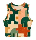 Retro Puzzle-Print Cropped Tank Top.webp