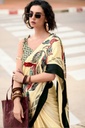 Cream Colored Satin Silk with Digital Print.