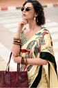 Cream Colored Satin Silk with Digital Print.