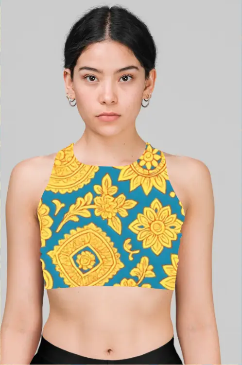 GOLDEN MARIGOLD TAPESTRY CROP TOP (XS, None)