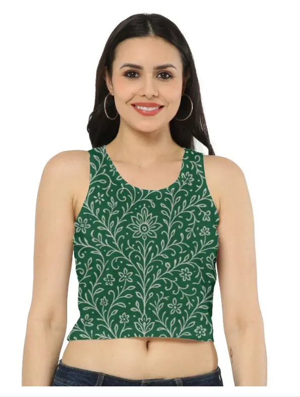 THE EVERGREEN SCROLL CROP TANK (XS, None)