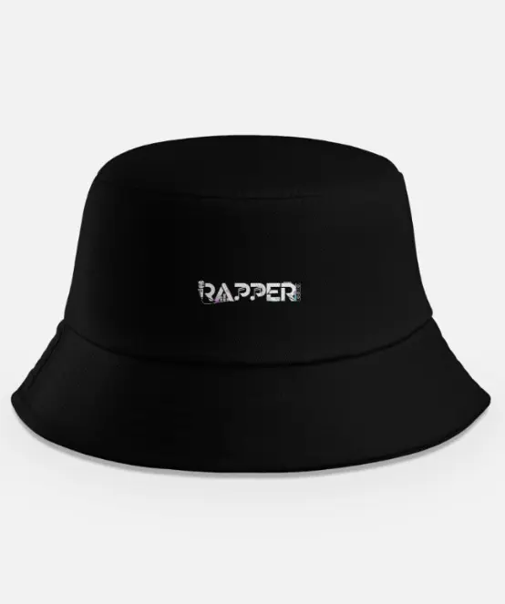 GLITCH-STYLE RAPPER BLACK BUCKET HAT (None)