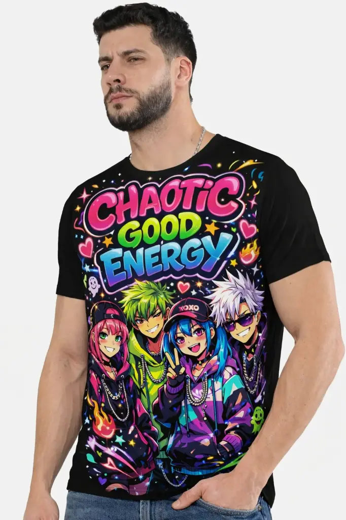 THE "CHAOTIC GOOD" NEON-PULSE STREETWEAR T-SHIRT (XS, None)