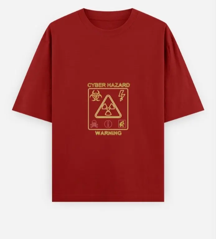 CYBER HAZARD WARNING OVERSIZED T-SHIRT  (XS, None)