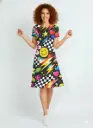 POP ART GRAPHIC PRINT FIT & FLARE DRESS 