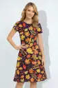AUTUMN LEAF PRINT  FIT & FLARE DRESS 