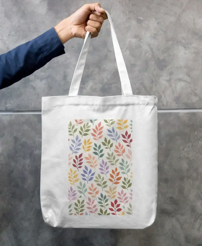 COLORFUL LEAF PATTERN CANVAS TOTE BAG 