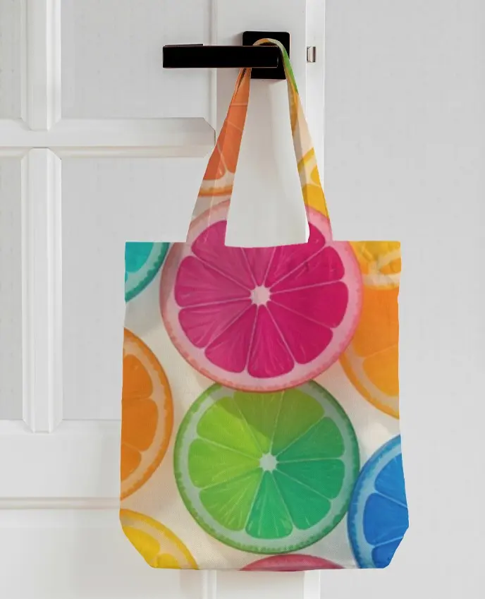 COLORFUL CITRUS SLICE PRINT CANVAS TOTE BAG 
