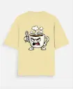 ANGRY COFFEE CUP CARTOON T-SHIRT 