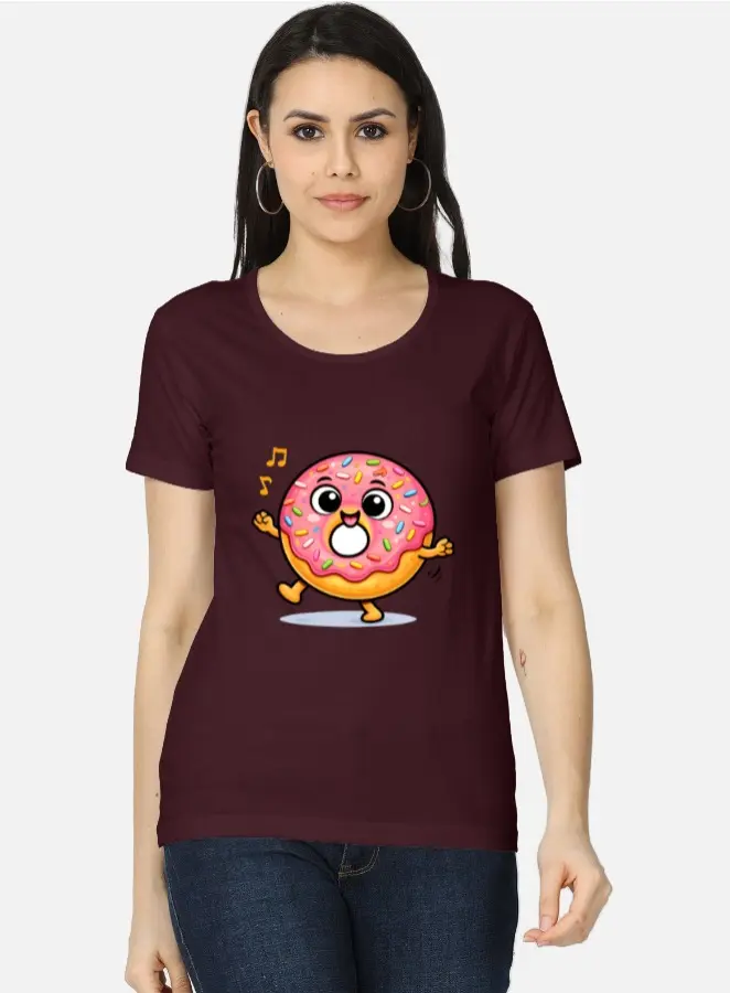 HAPPY DANCING DONUT CARTOON T-SHIRT 
