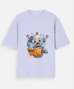 CONFUSED ROBOT CARTOON GRAPHIC T-SHIRT 