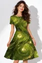 OLIVE ORBIT A-LINE DRESS