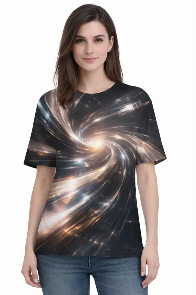 COSMIC LIGHT SPIRAL OVERSIZED T-SHIRT (XS, None)