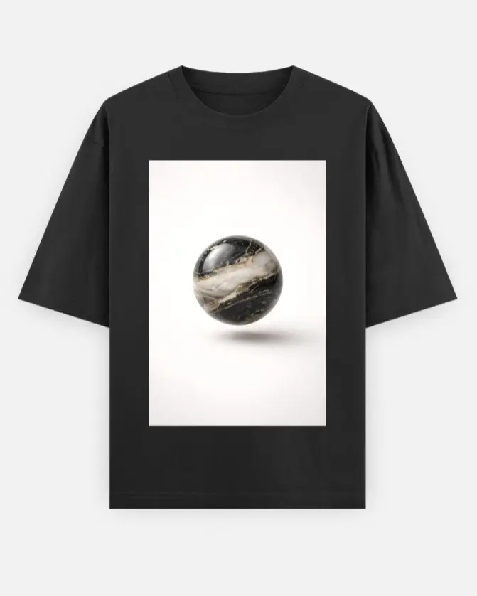 MINIMAL MARBLE SPHERE OVERSIZED T-SHIRT (XS, None)