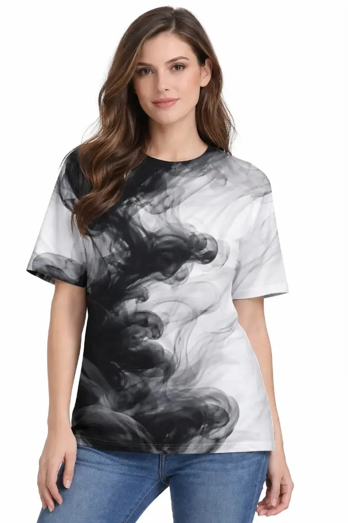 MONOCHROME SMOKE FLOW OVERSIZED T-SHIRT (XS, None)