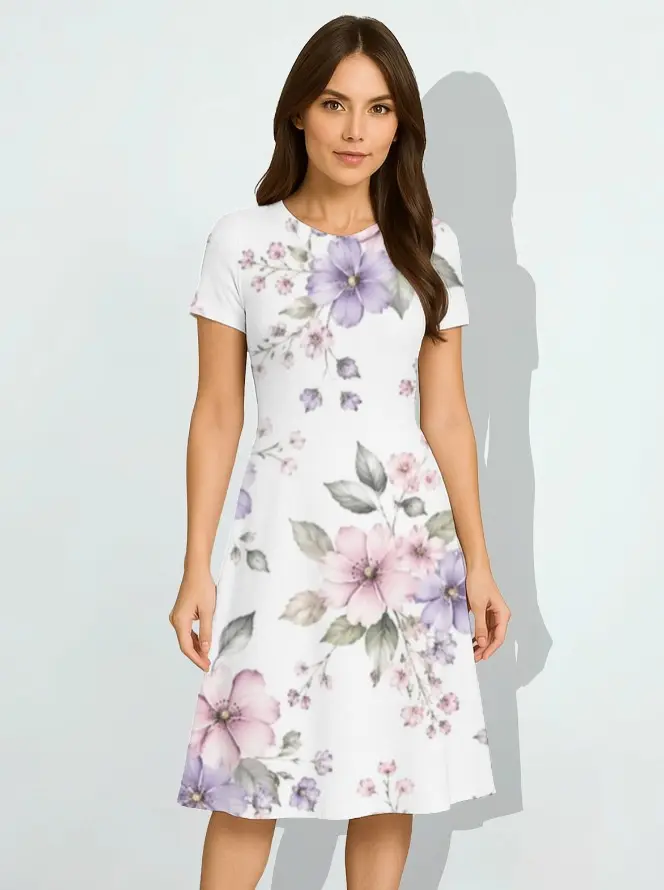 FLORAL ELEGANCE A-LINE DRESS