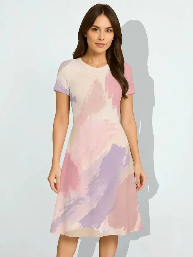 PASTEL ABSTRACT A-LINE DRESS