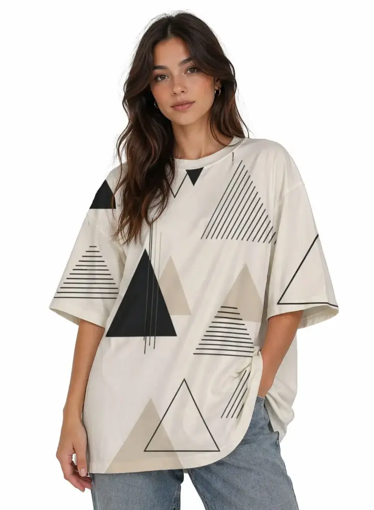 GEOMETRIC ABSTRACT OVERSIZED T-SHIRT (XS, None)