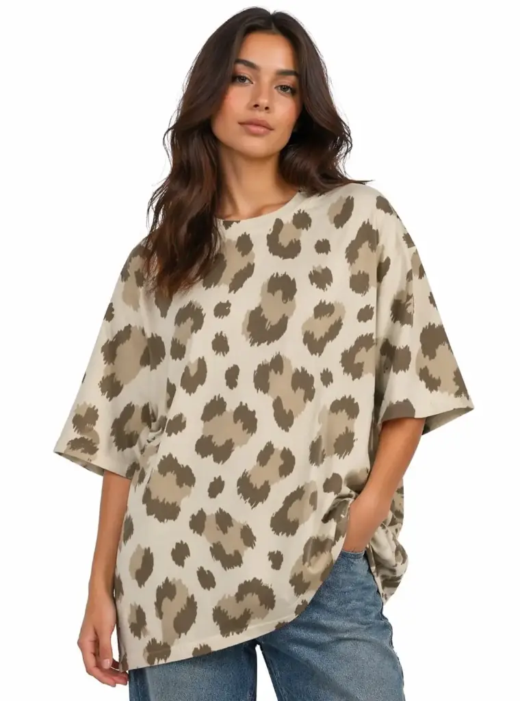 CLASSIC LEOPARD PRINT OVERSIZED T-SHIRT (XS, None)