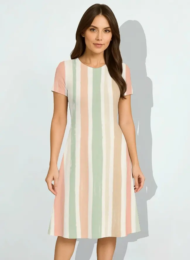 PASTEL STRIPE A-LINE DRESS