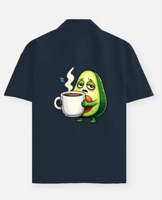 SLEEPY AVOCADO COFFEE CARTOON SHIRT  (XS)