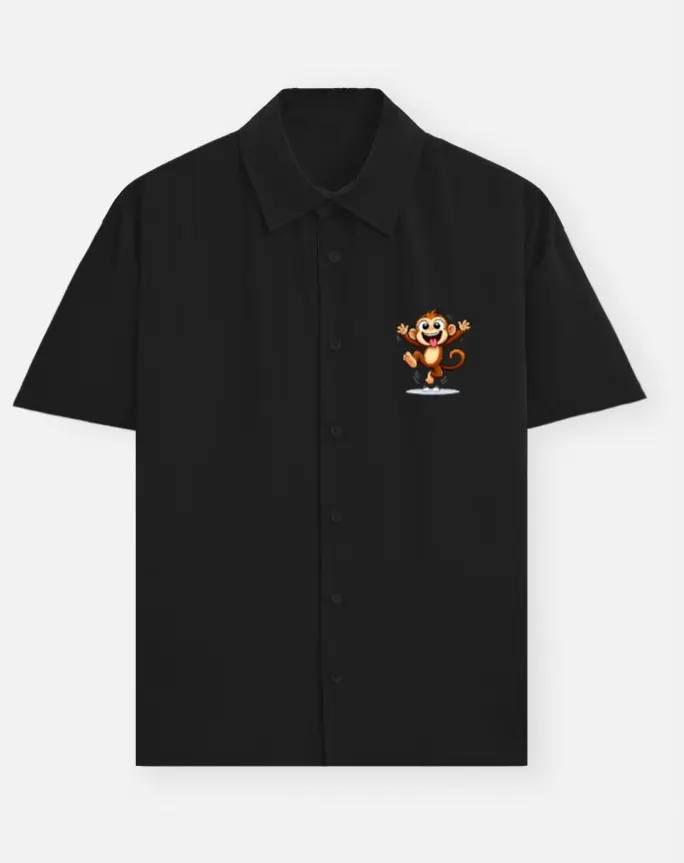 HAPPY MONKEY CARTOON CASUAL SHIRT (XS)