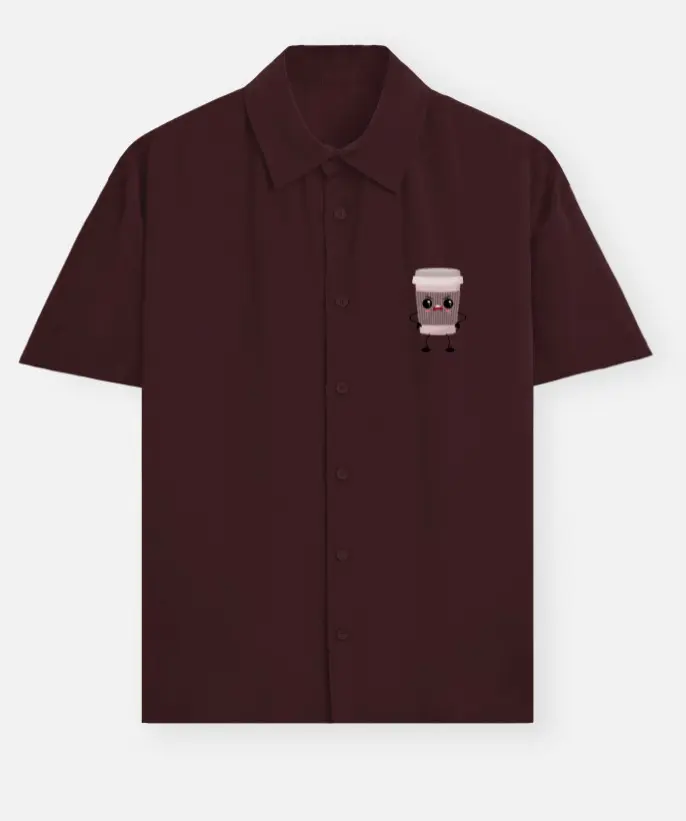  CUTE COFFEE CUP CARTOON SHIRT  (XS)