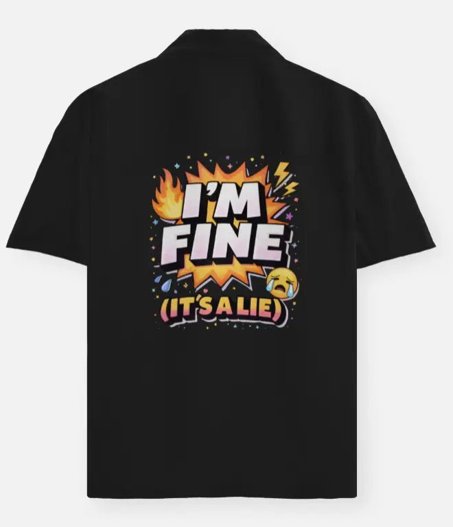 I’M FINE (IT’S A LIE) GRAPHIC OVERSIZED SHIRT (XS)
