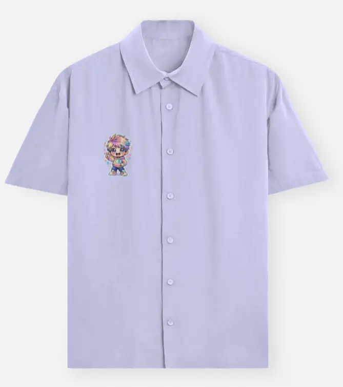 CUTE ANIME CHIBI GRAPHIC POCKET SHIRT (XS)