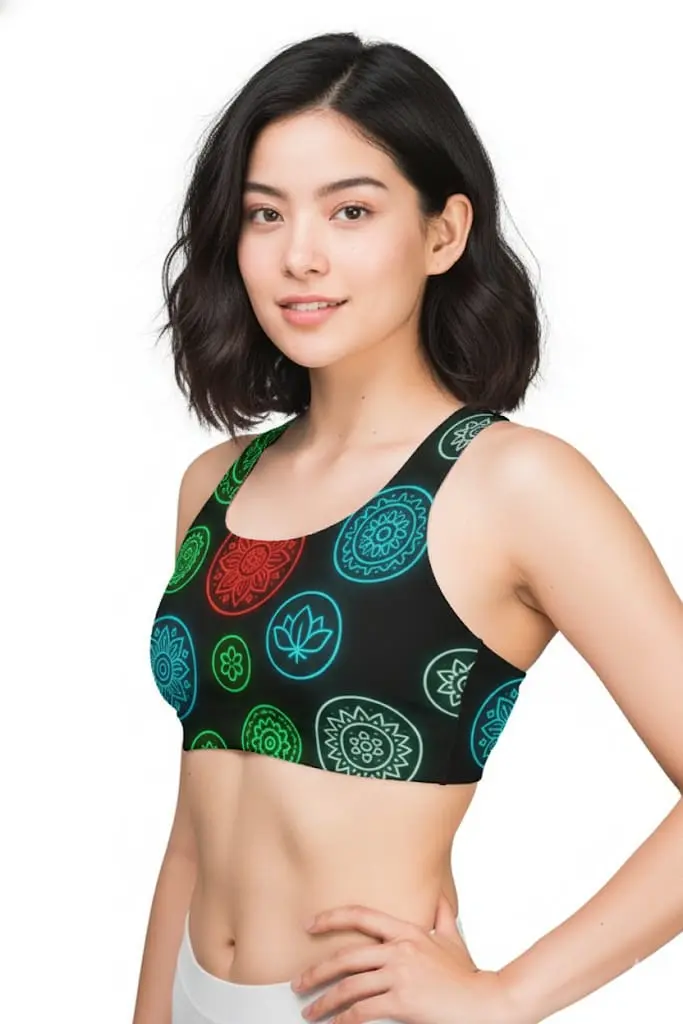 DYSTOPIAN CHAKRA NEON SPORTS BRA (XS)