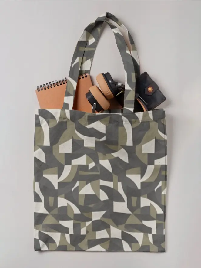 GEOMETRIC PATTERN CANVAS TOTE BAG