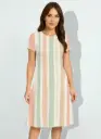 PASTEL STRIPE A-LINE DRESS