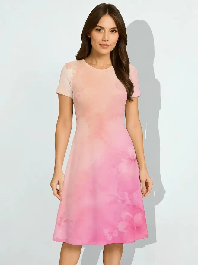 BLUSH GRADIENT A-LINE DRESS (XS)