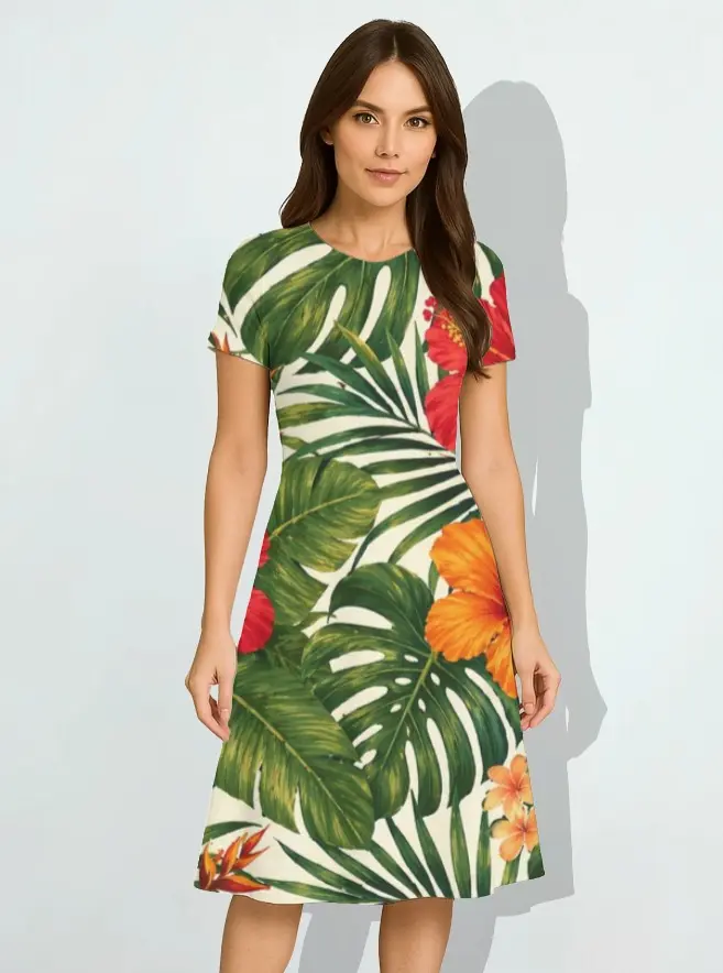 TROPICAL BLOOM A-LINE DRESS (XS)