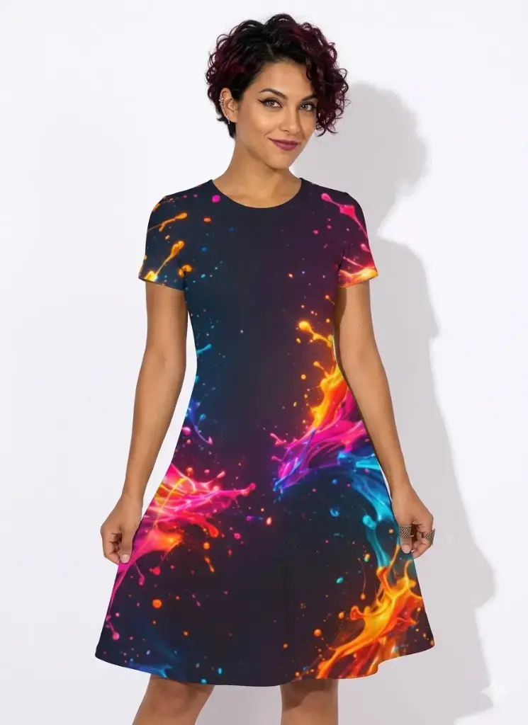 NEON SPLASH A-LINE DRESS (XS)
