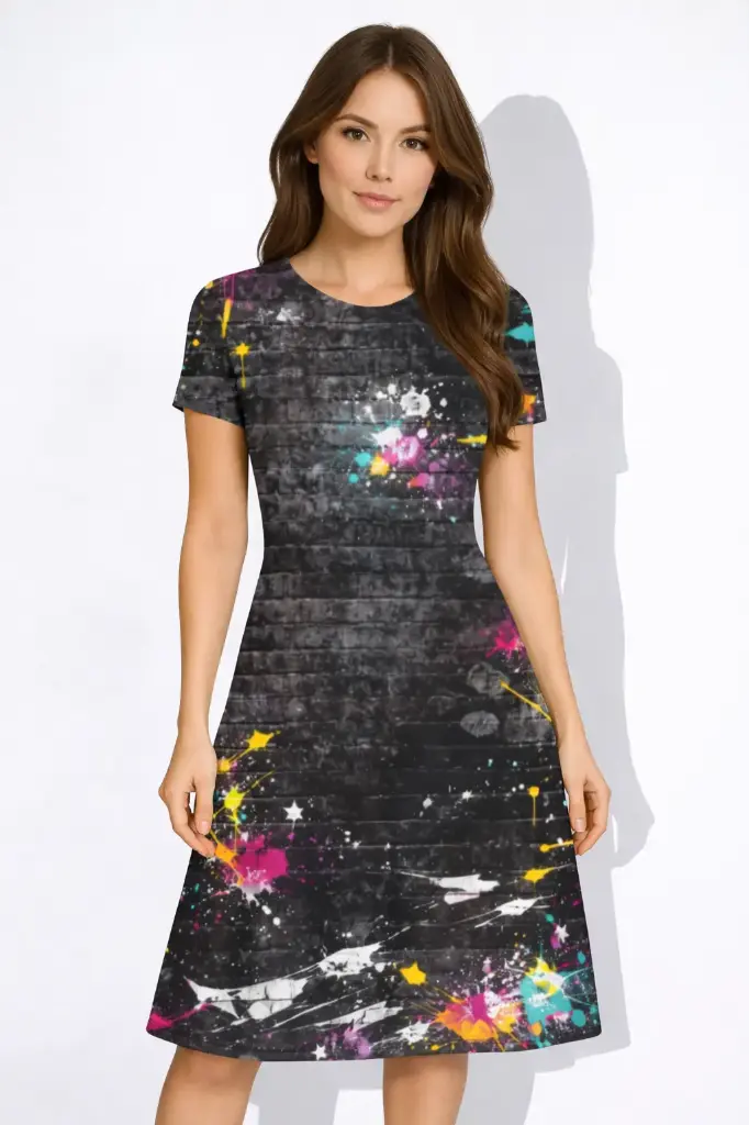 Urban Splash Print A-Line Dress (XS)