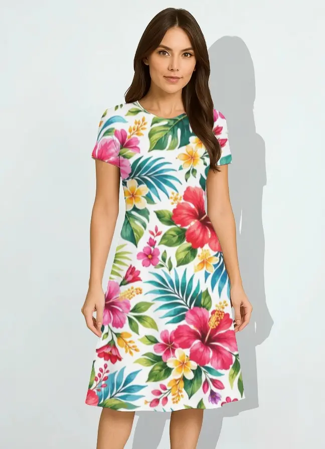 TROPICAL BLOOM PARADISE A-LINE DRESS  (XS)