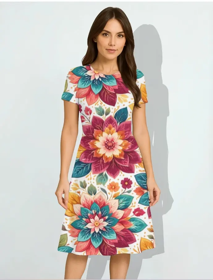 MAJESTIC BLOSSOM FLORAL A-LINE DRESS  (XS)