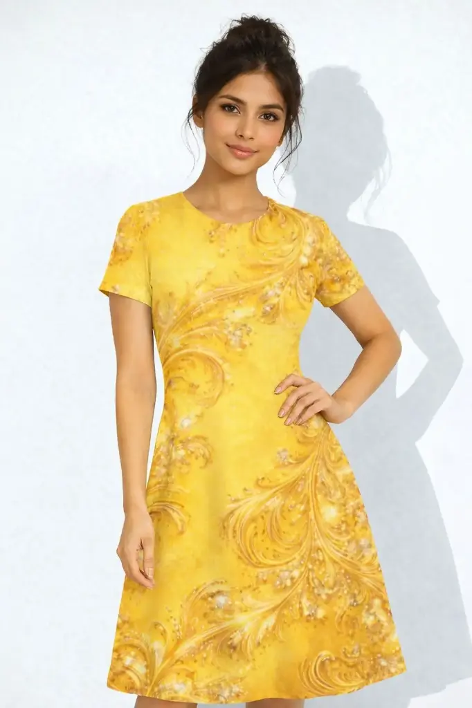 GOLDEN BLOOM MIDI DRESS  (XS)