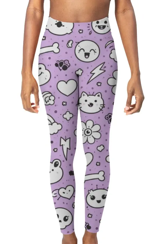 THE "PASTEL PANIC" DOODLE LEGGINGS (XS)