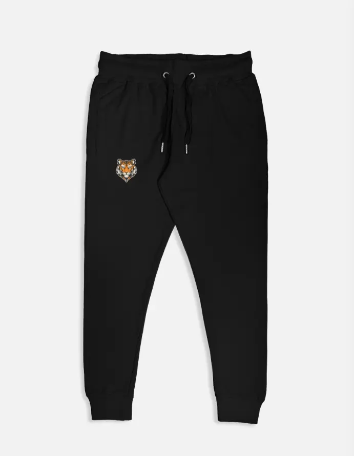 WILD EMBLEM TIGER BLACK JOGGER PANTS (XS)
