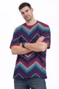 CHEVRON KNIT PATTERN OVERSIZED T-SHIRT 