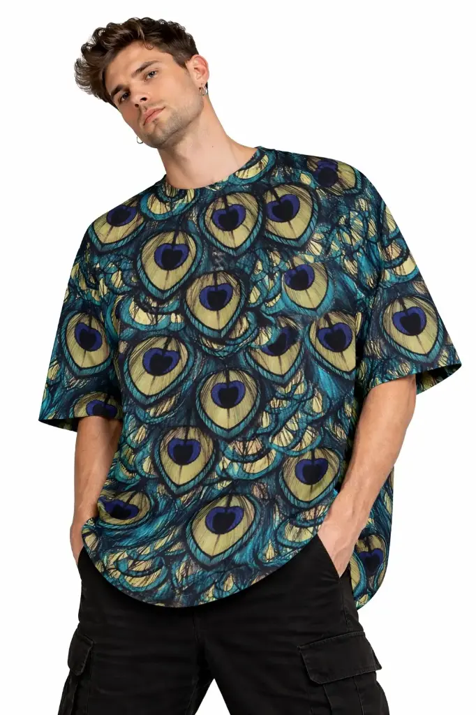PEACOCK AURA OVERSIZED T-SHIRT  (XS)