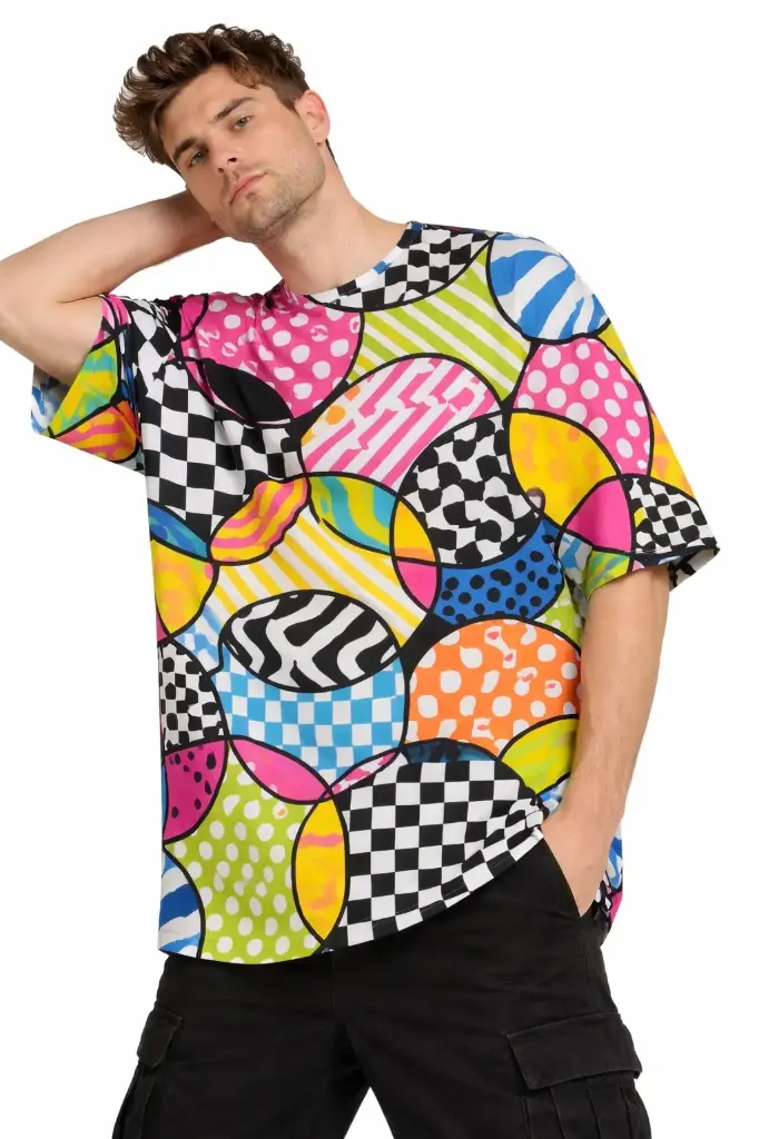 POP PATCH FUSION OVERSIZED T-SHIRT  (XS)