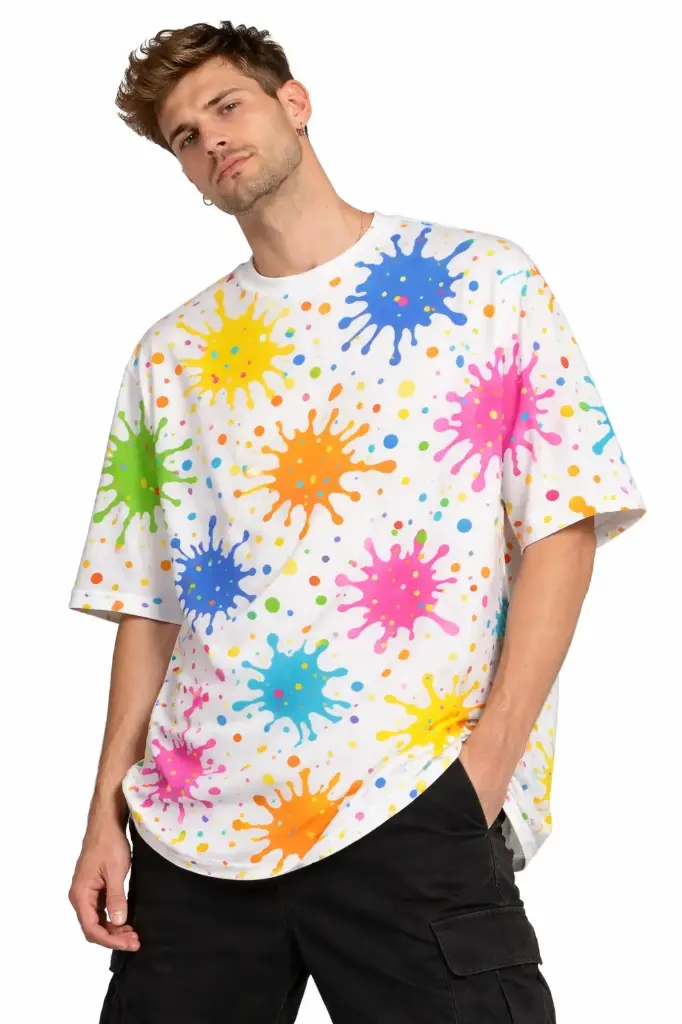 PAINT SPLASH POP OVERSIZED T-SHIRT  (XS)