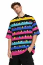 FLORAL STRIPE POP OVERSIZED T-SHIRT 