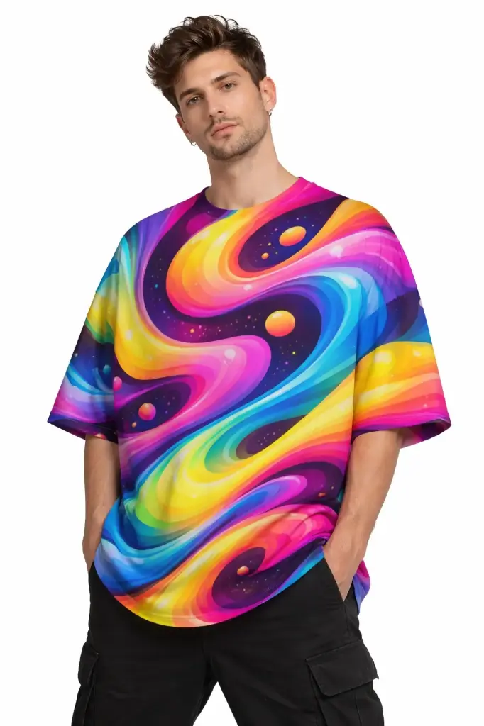 COSMIC FLOW OVERSIZED T-SHIRT  (XS)