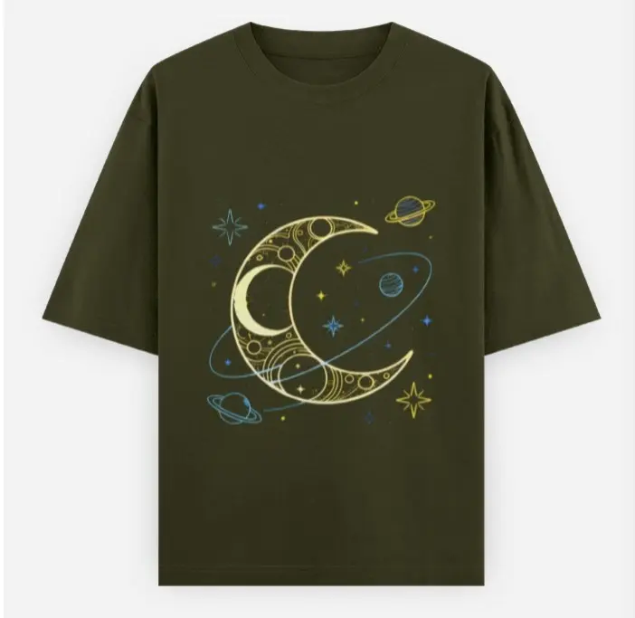 COSMIC CRESCENT OVERSIZED T-SHIRT  (XS)